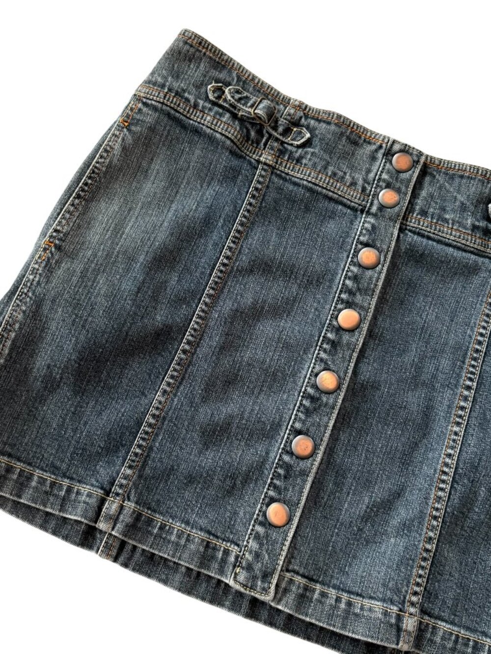 Vintage Y2K Gap Denim Mini Skirt Size 16 Blue Utility Snap Front Grunge Emo